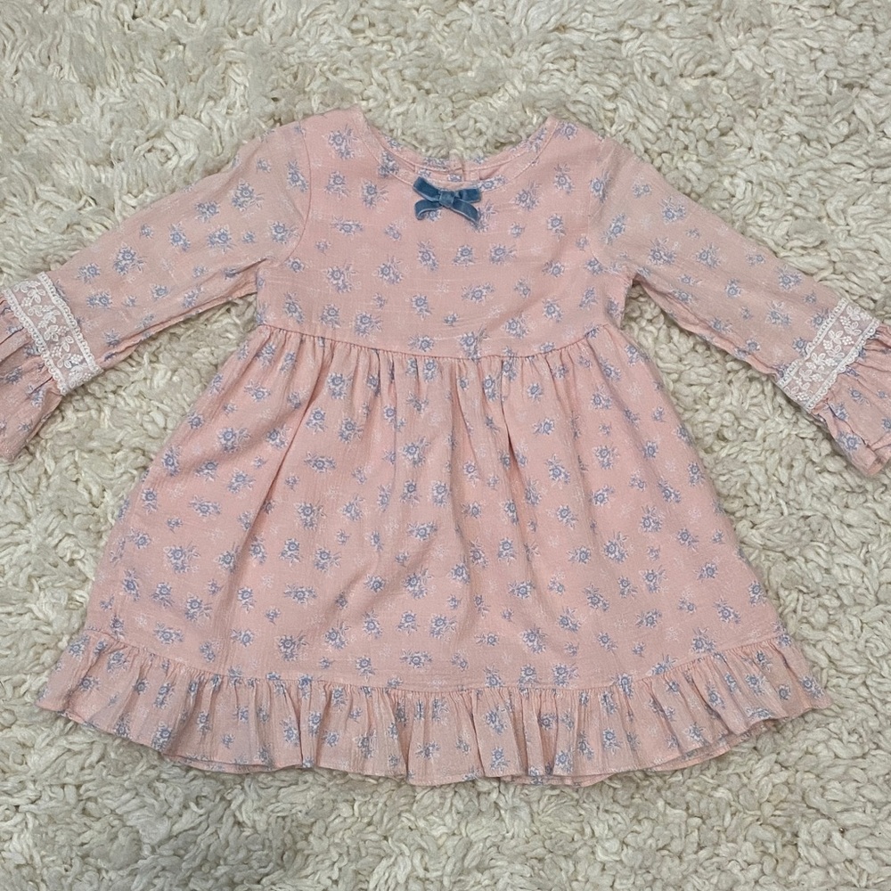 Good Lad girls size 3T  Pink Floral and lace Long flare Sleeve Dress NWOT ¥